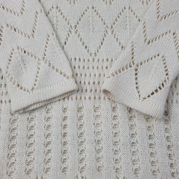 Bardot Cream Bodycon Open Knit V-neck Sweater Dress size 6 Keyhole Back - Picture 14 of 16